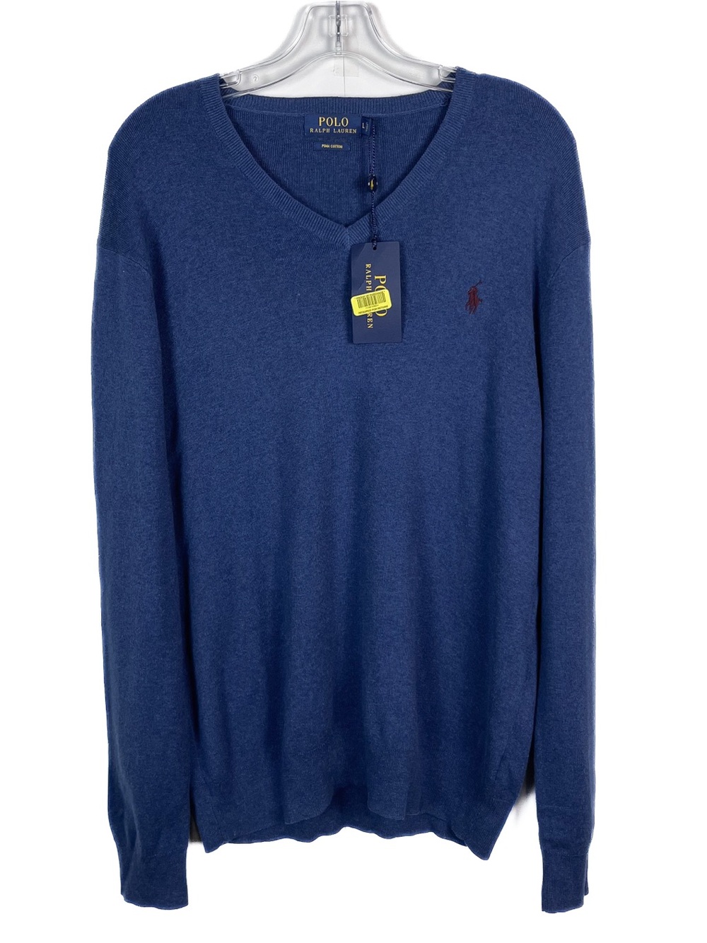 Polo Ralph Lauren Sweater Mens Large Pima Cotton V Neck Knit Pullover NWT